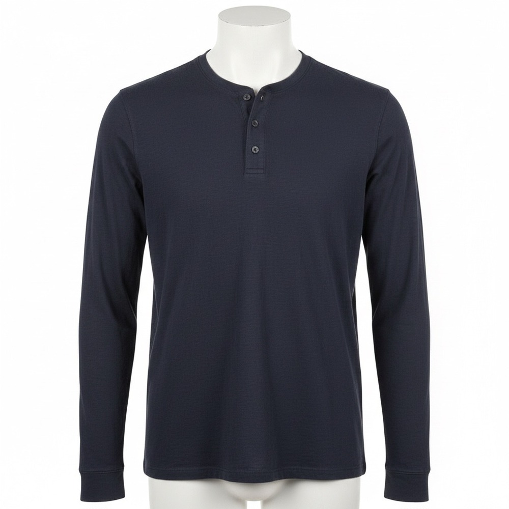 Vince XL Black Henley Long‎ Sleeve Tee Minimalist Quiet Luxury Modern Classic